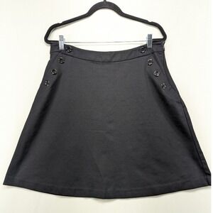 Alfani Black Mini Skirt Sailor‎ Style Button Accents A-Line Career Party 10